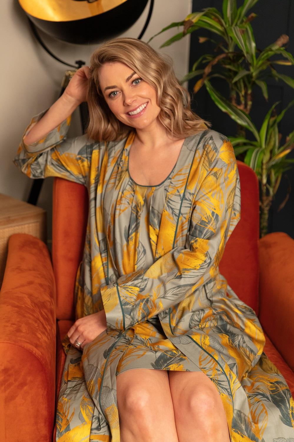 Hannah Leaf Print Long Robe