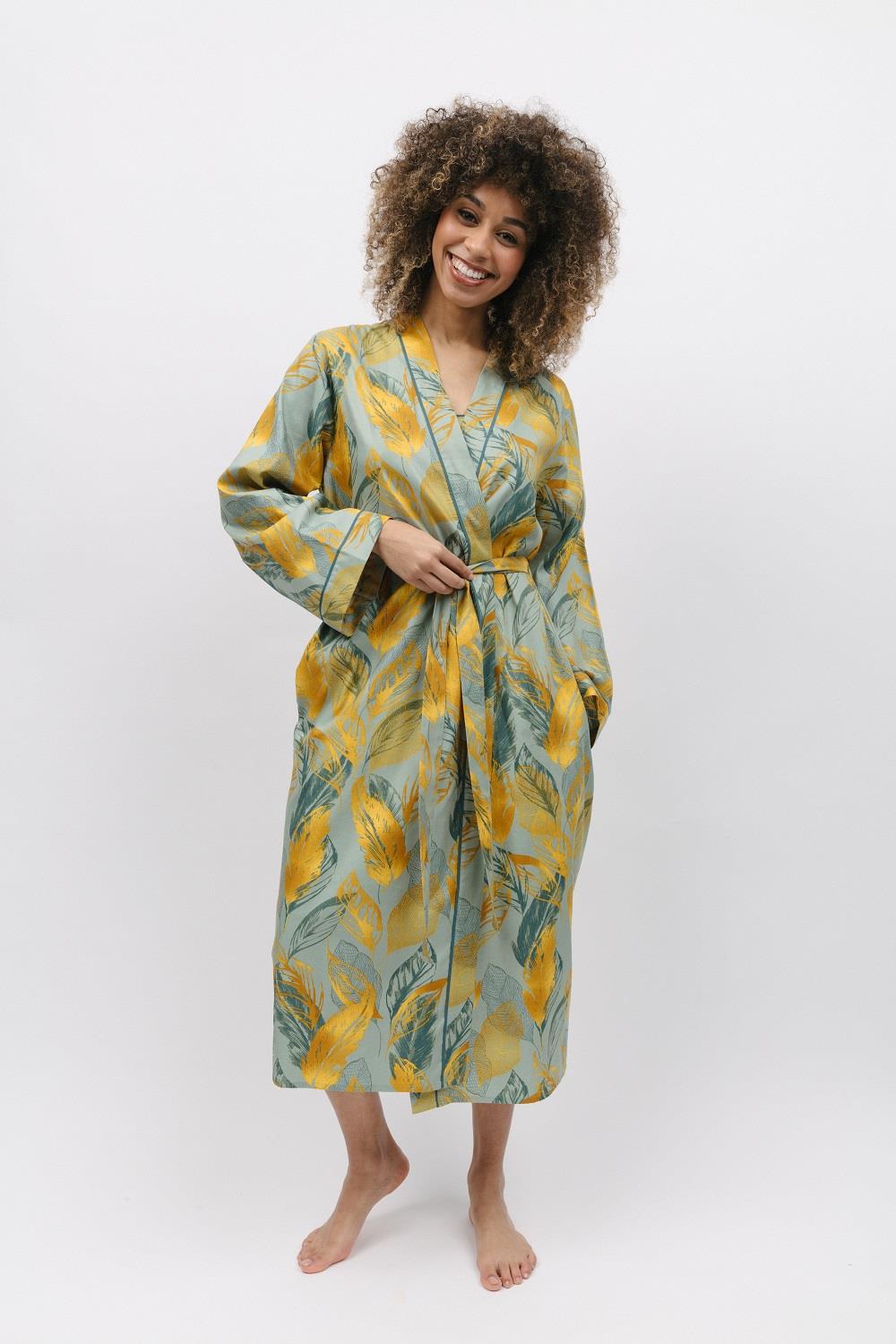Hannah Leaf Print Long Robe Vicanie's Hannah Leaf Print Long Robe Vicanie's