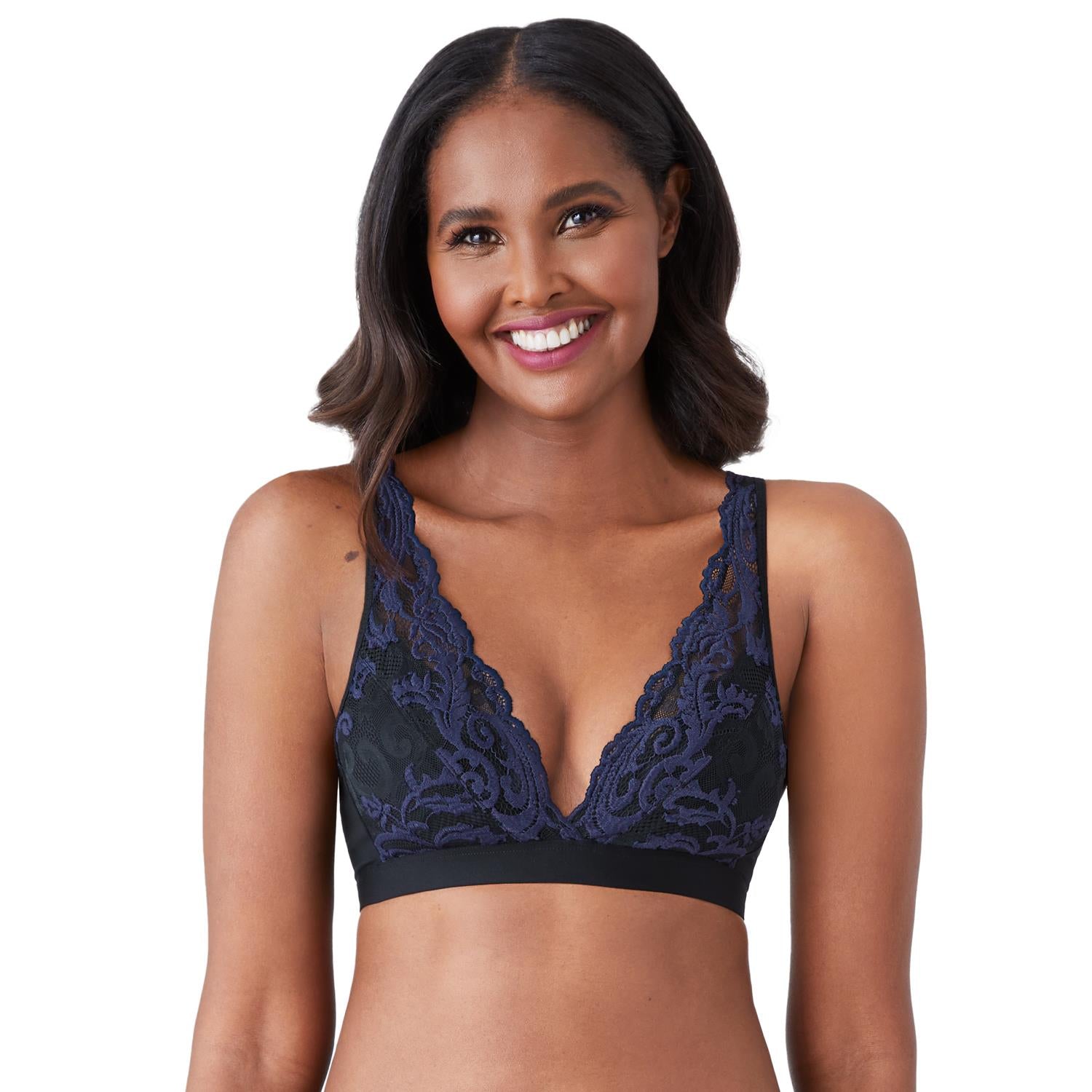 Wacoal Instant Icon Stretch-lace Bralette In Black/eclipse